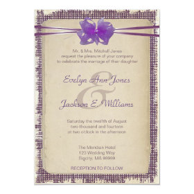 Purple Burlap Wedding Invitation 5