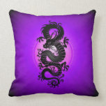 Purple Burst Chinese Dragon Throw Pillow