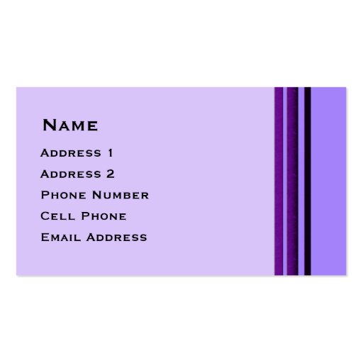 Purple Business Stripes Business Cards (front side)