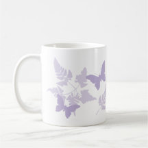 Purple Butterflies Lavender Ferns Mug