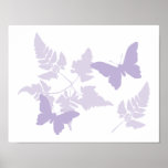 Purple Butterflies Lavender Ferns Posters