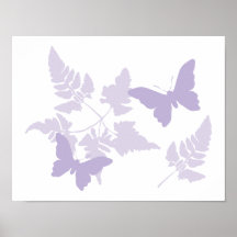 Purple Butterflies Lavender Ferns Posters