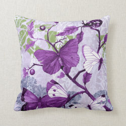 Purple Butterflies on a Branch Pillows