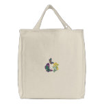 Purple Butterflies on Daisies Embroidered Bag
