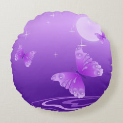 Purple Butterflies Round Pillow