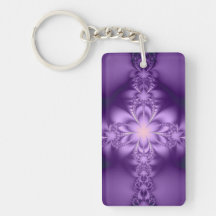 Purple butterflower rectangular acrylic keychains