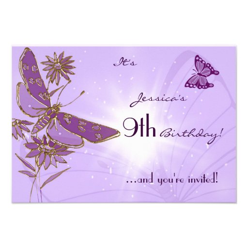Purple Butterfly Birthday RSVP Invitation Card