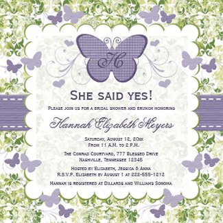 Purple Butterfly Bridal Shower Invitations Invites