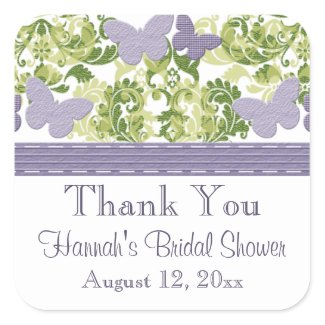 Purple Butterfly Bridal Shower Labels Stickers