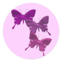 Purple Butterfly Design Pink Sticker