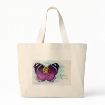 Purple Butterfly Girl Vintage Birthday Canvas Bags