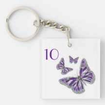 Purple butterfly hotel lodge acrylic keychains