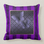 Purple Butterfly Kisses Pinstripe Pillow