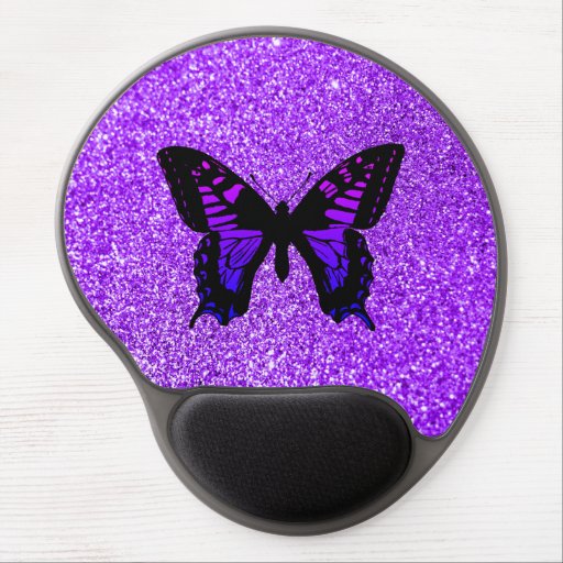 Purple Butterfly on Glitter Gel Mouse Pad Zazzle