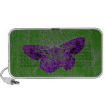 Purple Butterfly on Green Mini Speakers