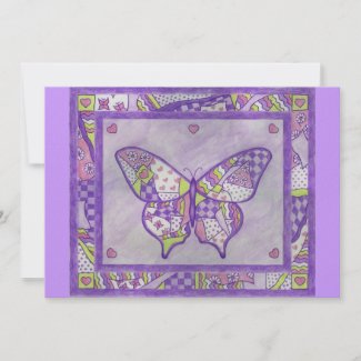 Purple Butterfly Quilt Invitation invitation