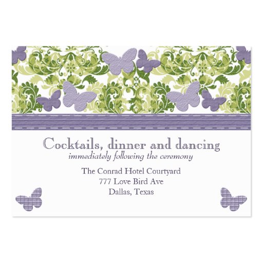 Purple Butterfly Reception Enclosure Cards Business Cards