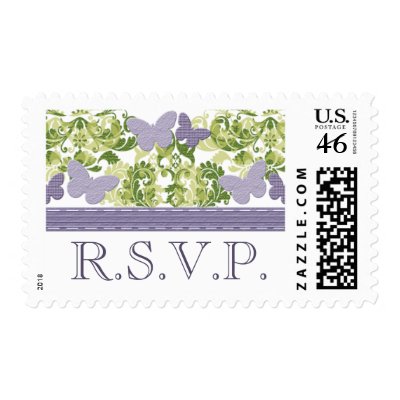 Purple Butterfly RSVP Postage Stamps