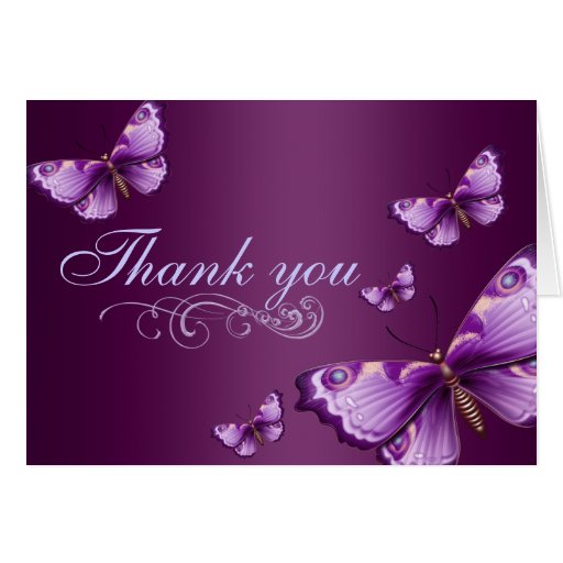 Purple Butterfly Thank You Card Zazzle