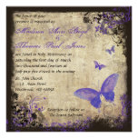 Purple Butterfly Vintage Square Wedding Invitation