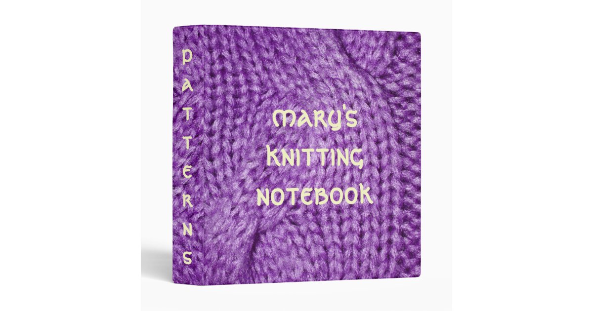Purple Cable Knit PRINT Pattern Notebook Binder Zazzle