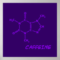 Purple Caffeine Molecule Poster