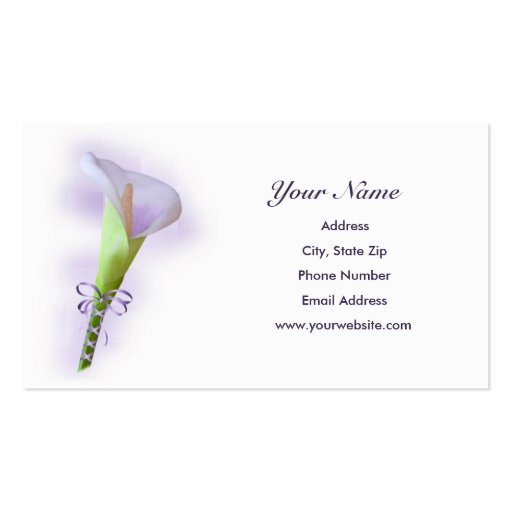 Purple Calla Lily Business Cards (front side)