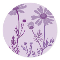 purple camomile round sticker