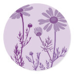 purple camomile round sticker