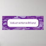 Purple Camouflage Welcome Home Banner Poster