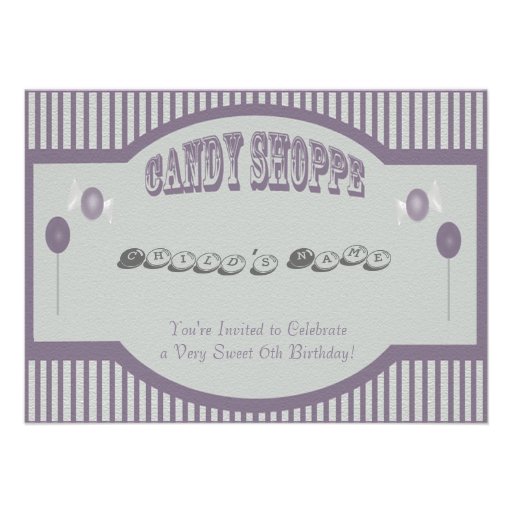 Purple Candy Shoppe Invitation