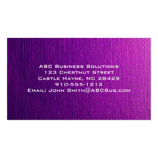 Purple Canvas Modern Professional Business Card (back side)