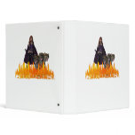 Purple caped vampire with 3 headed dog 3 ring binder