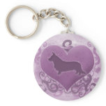 Purple Cardigan Welsh Corgi Valentine Keychains