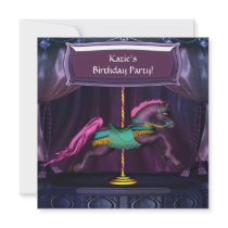 Purple Carousel Horse Birthday Party Invitation