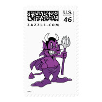 Purple Cartoon Demon Postage Stamps