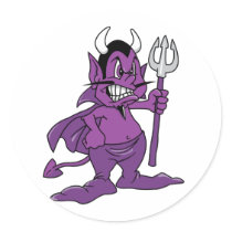 Purple Cartoon Demon Round Stickers