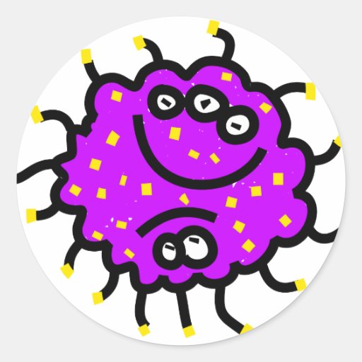 Purple Cartoon Germ Classic Round Sticker Zazzle