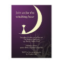 Purple cat moon spooky Halloween invitation card postcard