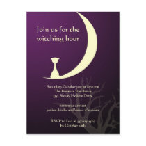 Purple cat moon spooky Halloween invitation card postcards by FidesDesign Purple cat moon spooky Halloween invitation card postcards