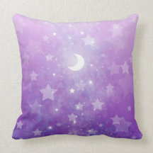 Purple Celestial Fantasy Art Stars and Moon Throw Pillow