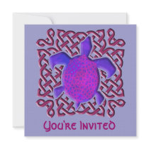 Purple Celtic Knot Turtle Invitations