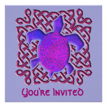 Purple Celtic Knot Turtle Invitations