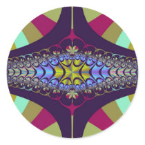 Purple Centipede Fractal Round Sticker