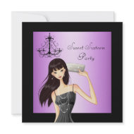 Purple Chadelier Sweet 16 Birthday Party invitation