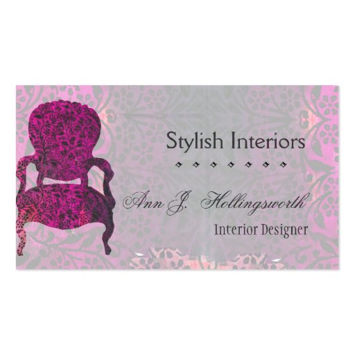 Purple Chair Template Business Card Templates (front side)