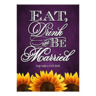 Purple Chalkboard Sunflower Wedding Invitations
