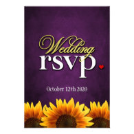 Purple Chalkboard Sunflower Wedding RSVP Cards