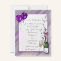 Purple Champagne Party Invitation