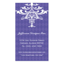 Purple Chandelier Checkered Business Cards